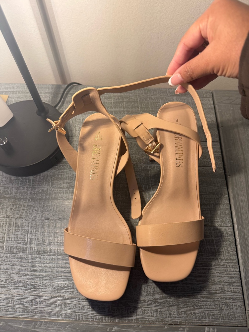 Platform Block Heel Sandals in Nude - Picture 5 of 6
